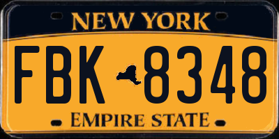 NY license plate FBK8348