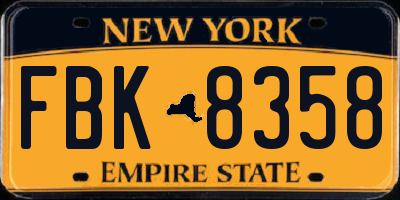 NY license plate FBK8358