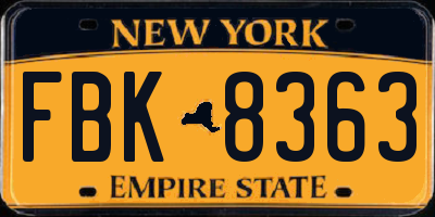 NY license plate FBK8363