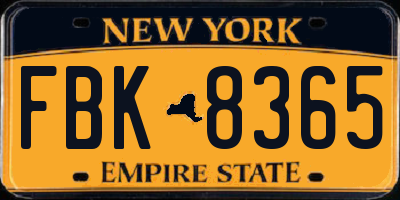 NY license plate FBK8365