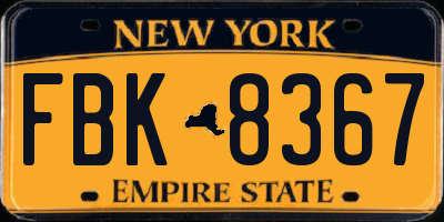 NY license plate FBK8367