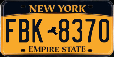 NY license plate FBK8370