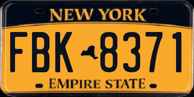 NY license plate FBK8371
