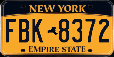 NY license plate FBK8372
