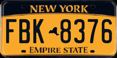 NY license plate FBK8376