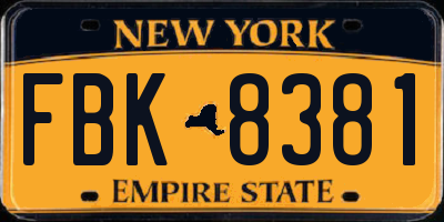 NY license plate FBK8381