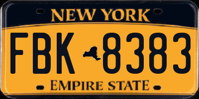 NY license plate FBK8383