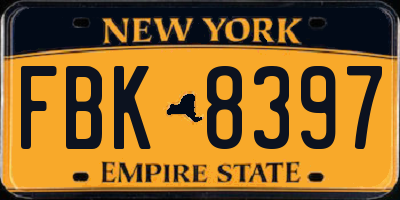 NY license plate FBK8397