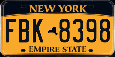 NY license plate FBK8398