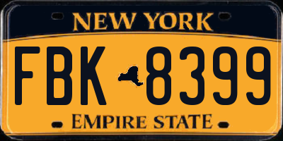 NY license plate FBK8399