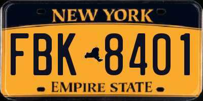 NY license plate FBK8401