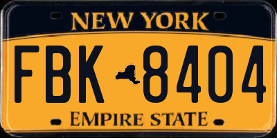 NY license plate FBK8404