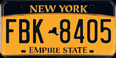 NY license plate FBK8405