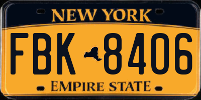 NY license plate FBK8406