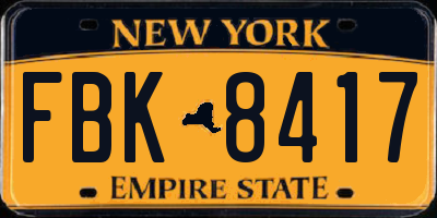 NY license plate FBK8417