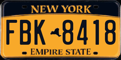 NY license plate FBK8418