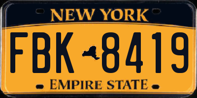NY license plate FBK8419