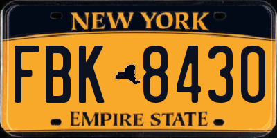 NY license plate FBK8430