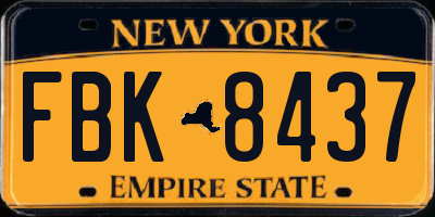 NY license plate FBK8437