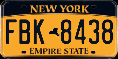 NY license plate FBK8438