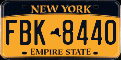 NY license plate FBK8440