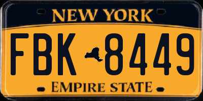NY license plate FBK8449