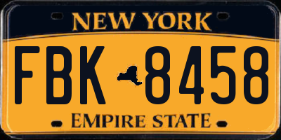 NY license plate FBK8458