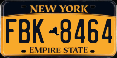 NY license plate FBK8464