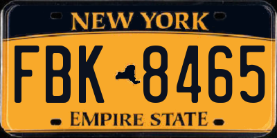 NY license plate FBK8465