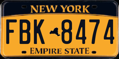 NY license plate FBK8474