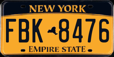 NY license plate FBK8476
