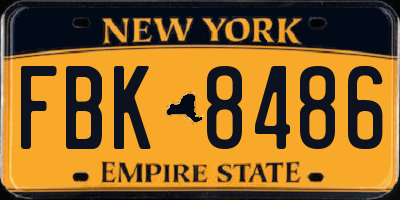 NY license plate FBK8486