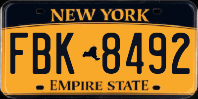 NY license plate FBK8492