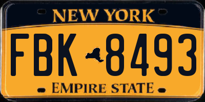 NY license plate FBK8493