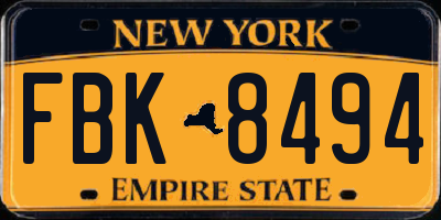 NY license plate FBK8494