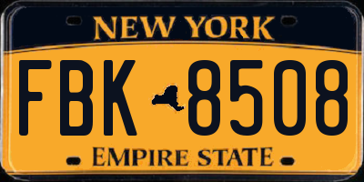 NY license plate FBK8508