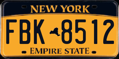 NY license plate FBK8512