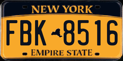 NY license plate FBK8516
