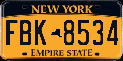 NY license plate FBK8534