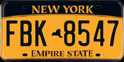 NY license plate FBK8547