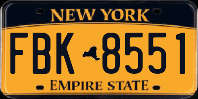 NY license plate FBK8551
