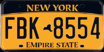 NY license plate FBK8554