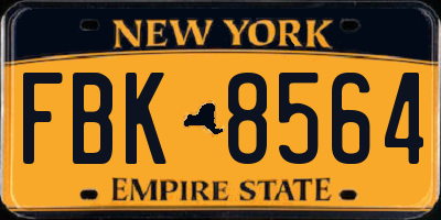 NY license plate FBK8564