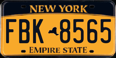 NY license plate FBK8565