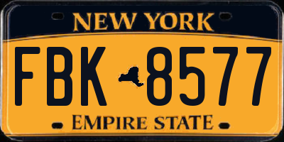 NY license plate FBK8577