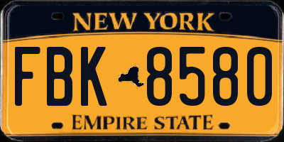 NY license plate FBK8580