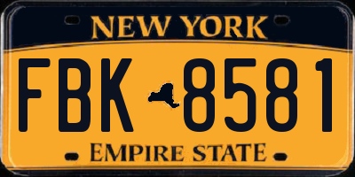 NY license plate FBK8581