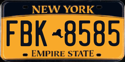 NY license plate FBK8585