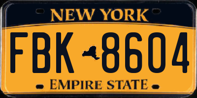 NY license plate FBK8604
