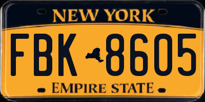 NY license plate FBK8605